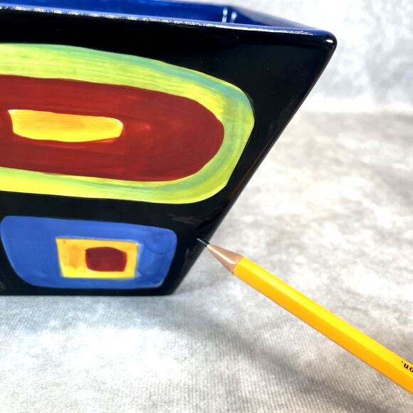 Modern Mary Naylor Designs Large Square Bowl Abstract Geometric 8 x 4.75 in Rare - Picture 8 of 8